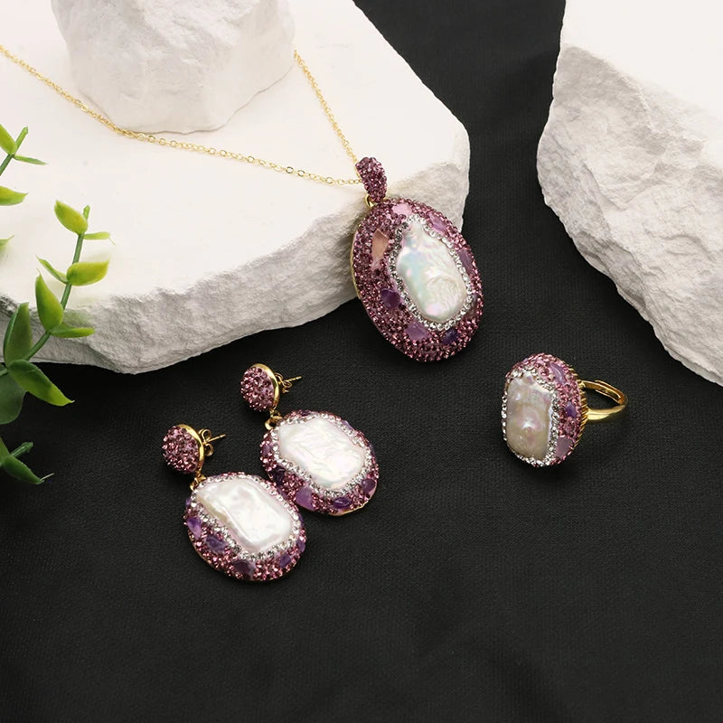 Lucia Gole - Baroque Pearl & Amethyst Jewelry Set