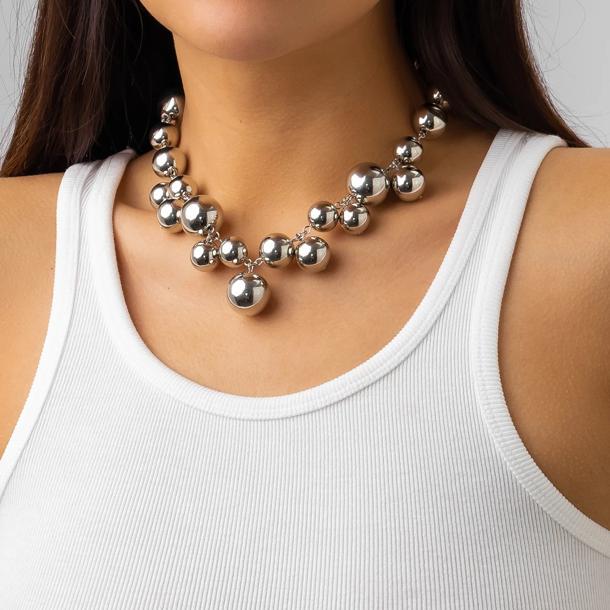 Lucia Gole – Big CCB Beaded Chain Necklace with Heart Pendant