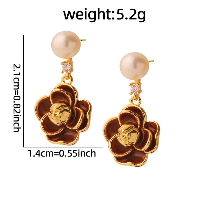 Lucia Gole - Red Flower Pearl Earrings