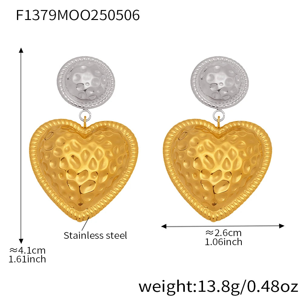 Lucia Gole Two-Tone Hammered Heart Drop Earrings