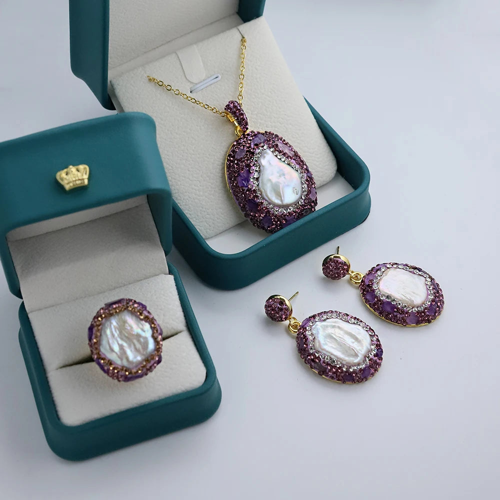 Lucia Gole - Baroque Pearl & Amethyst Jewelry Set