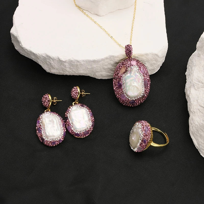 Lucia Gole - Baroque Pearl & Amethyst Jewelry Set