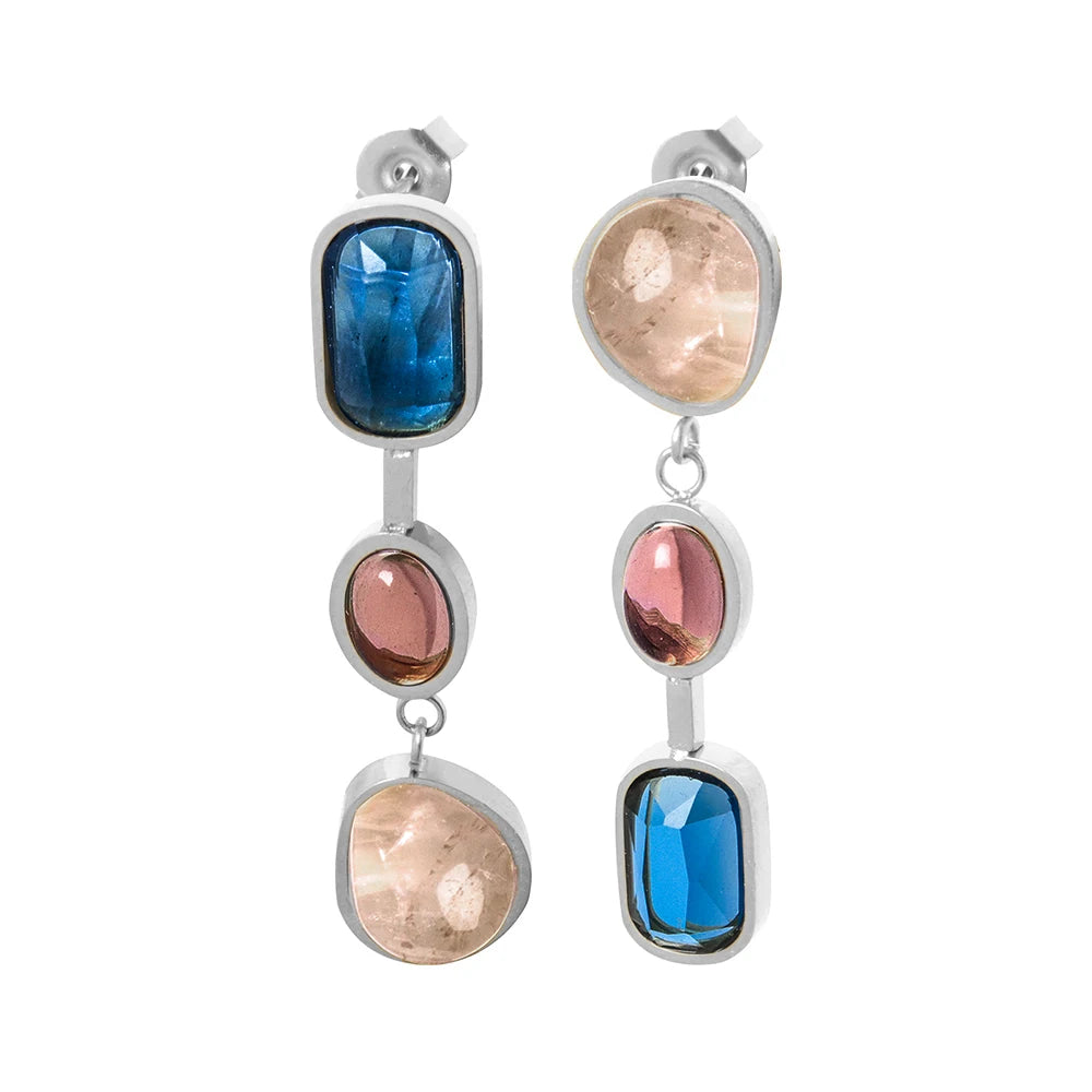 Lucia Gole - Multi Shape And Color Glass Stone Crystal Dangle Earrings