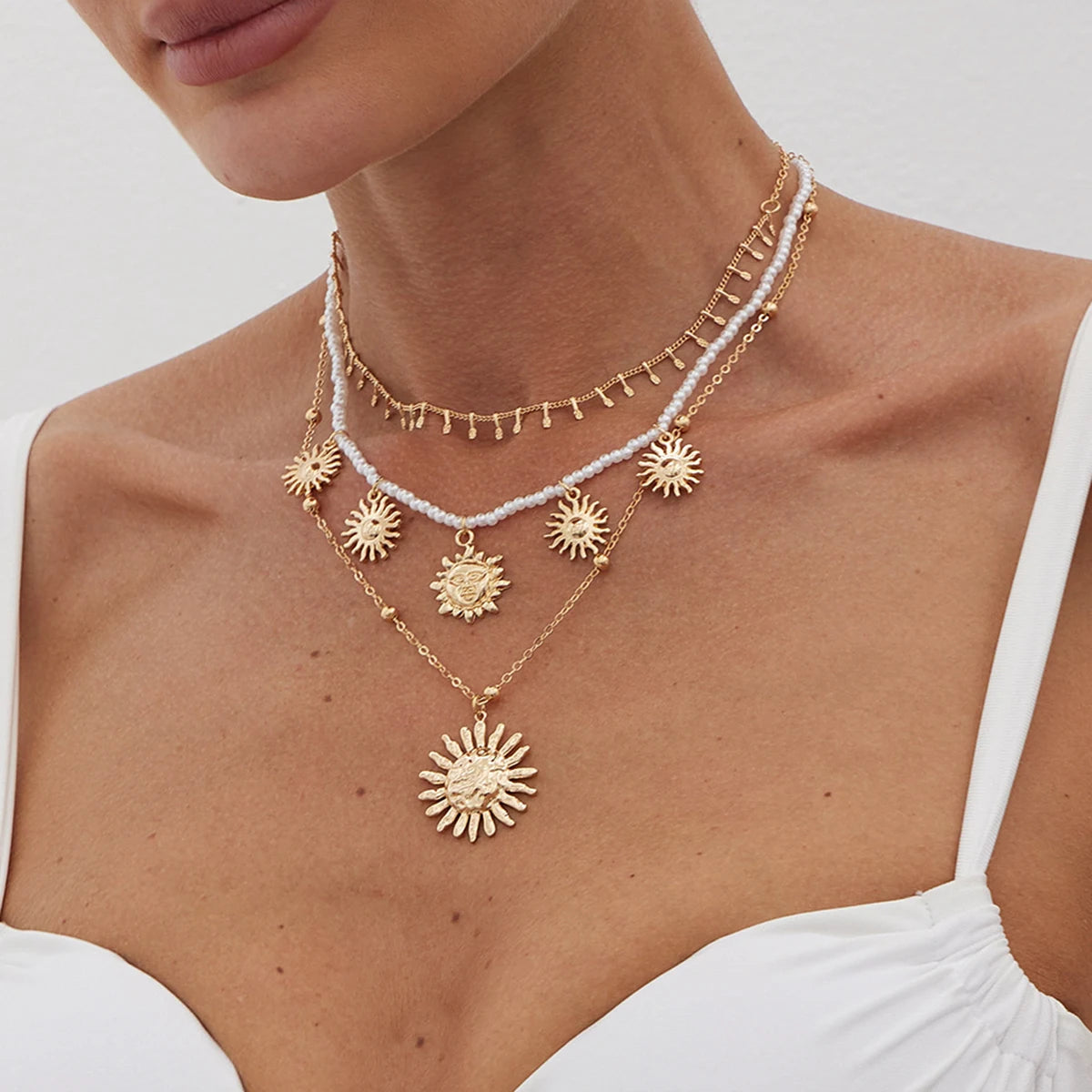 Lucia Gole – Gold Spiral & Sun Pendant Necklace