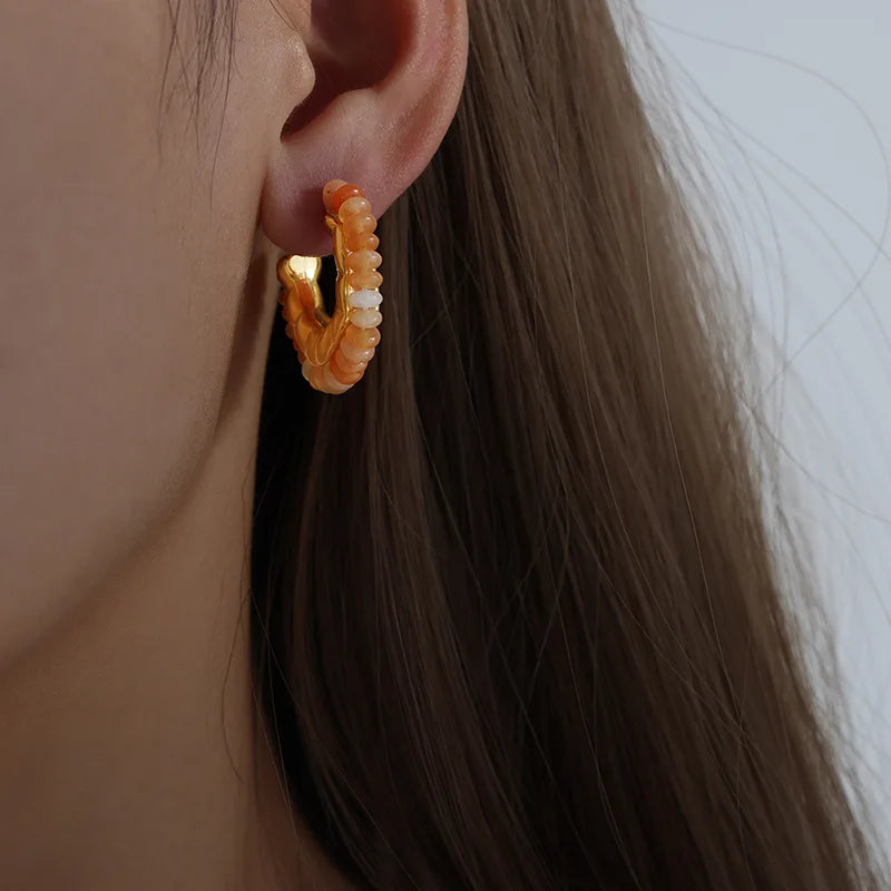 Lucia Gole - Beaded Gold Hoop Earrings