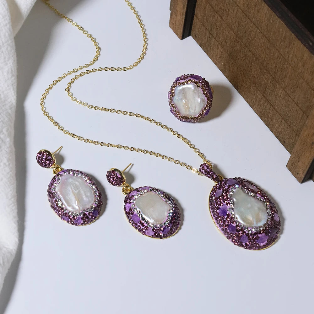 Lucia Gole - Baroque Pearl & Amethyst Jewelry Set