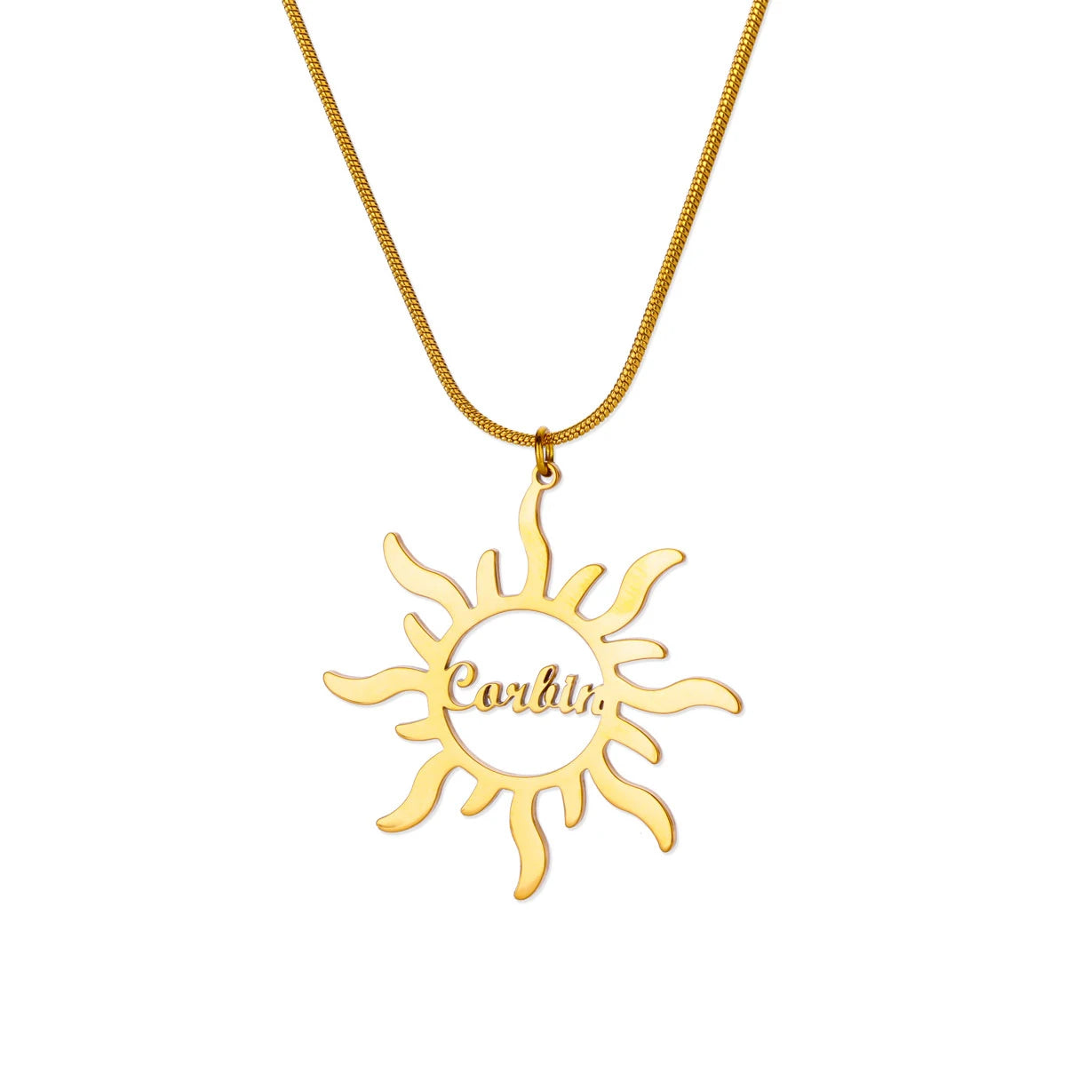Lucia Gole Spiral Sun Pendant Necklace – 18K Gold Plated Stainless Steel