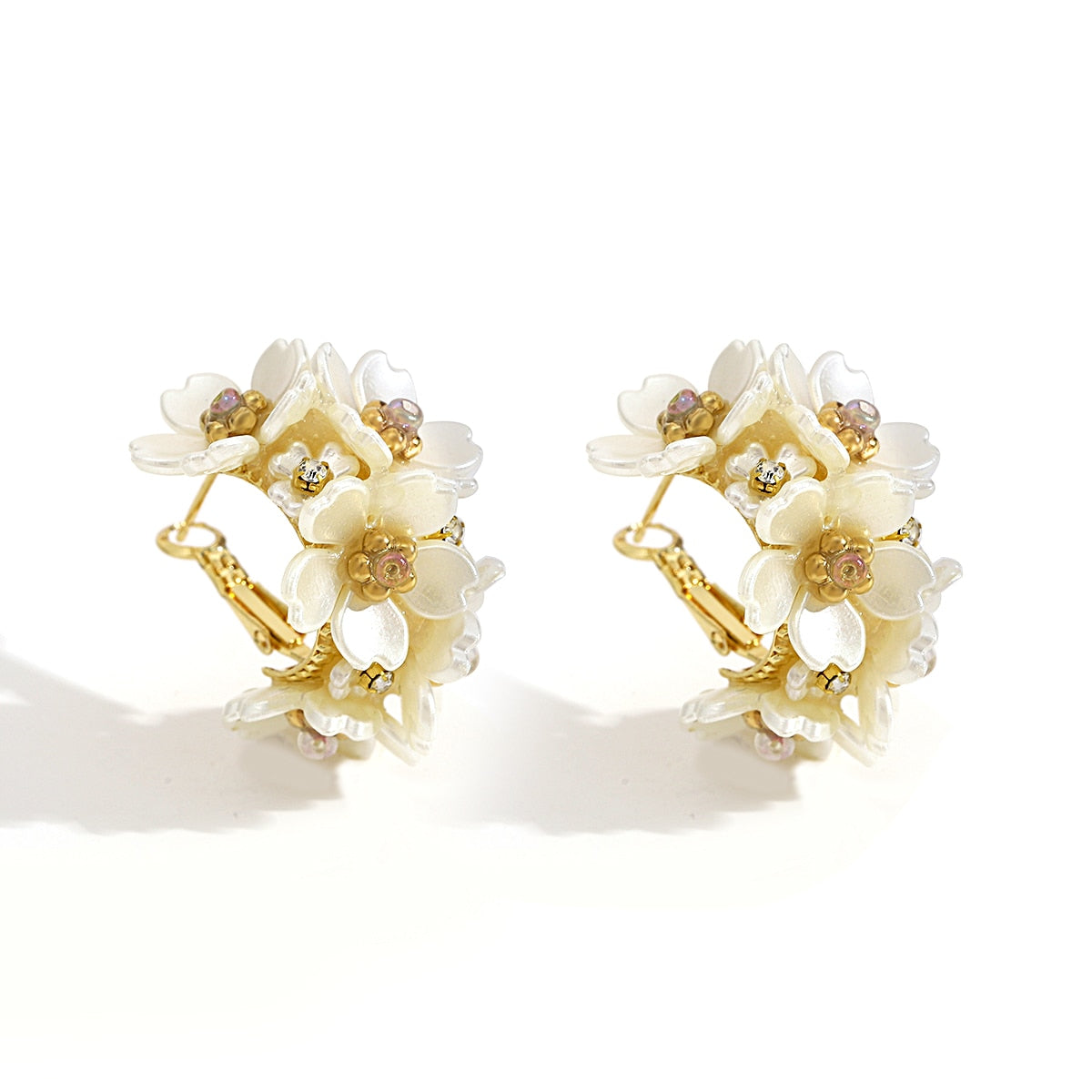 Lucia Gole Flowers C Shape Hoop Earrings - Lucia Gole