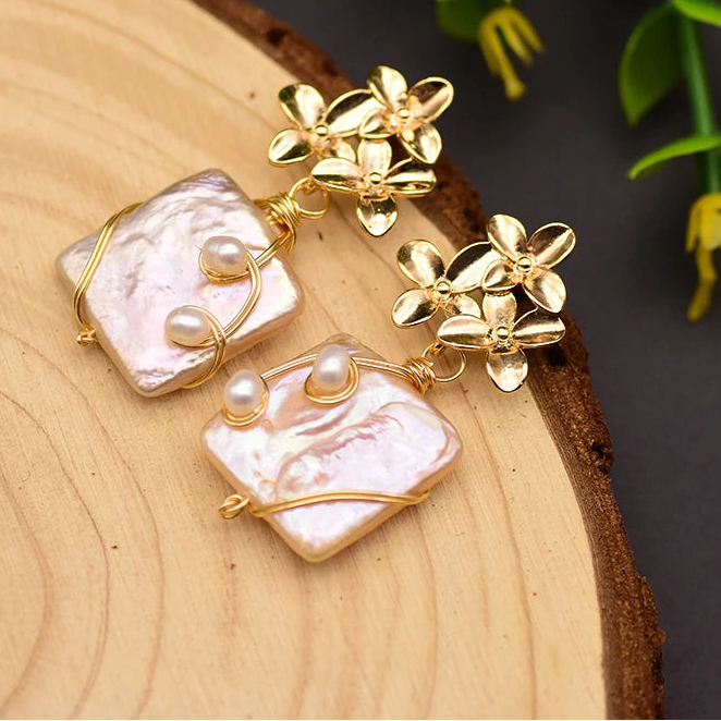 Lucia Gole - Baroque Square Pearl Earrings