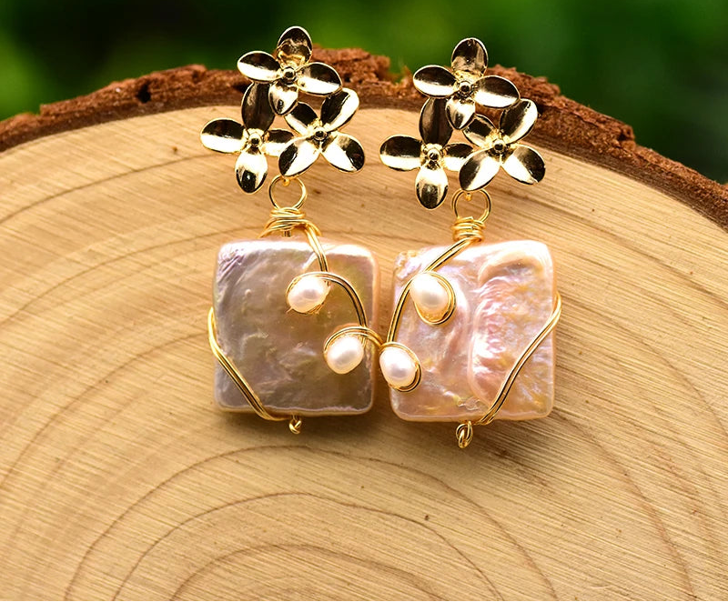 Lucia Gole - Baroque Square Pearl Earrings