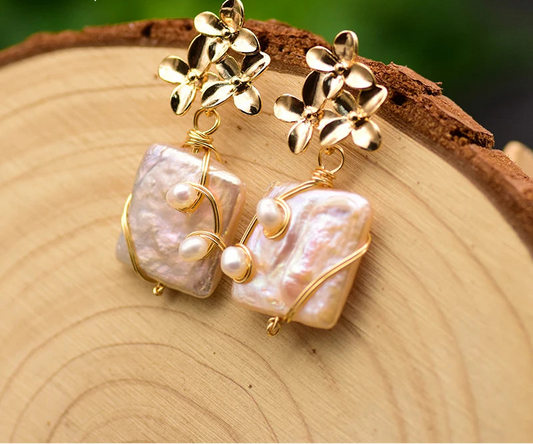 Lucia Gole - Baroque Square Pearl Earrings