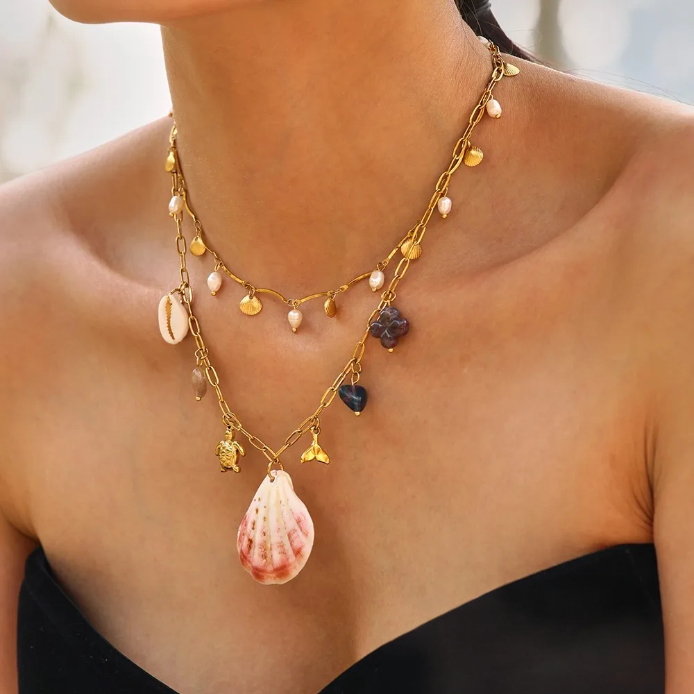 Lucia Gole Layered Seashell Charm Necklace