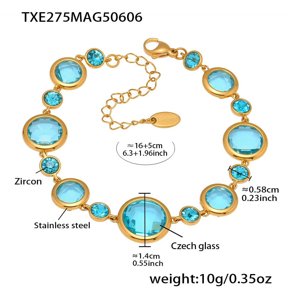 Lucia Gole Oval Czech Crystal Bracelet – 18K Gold Plated Stainless Steel Luxury Jewelry