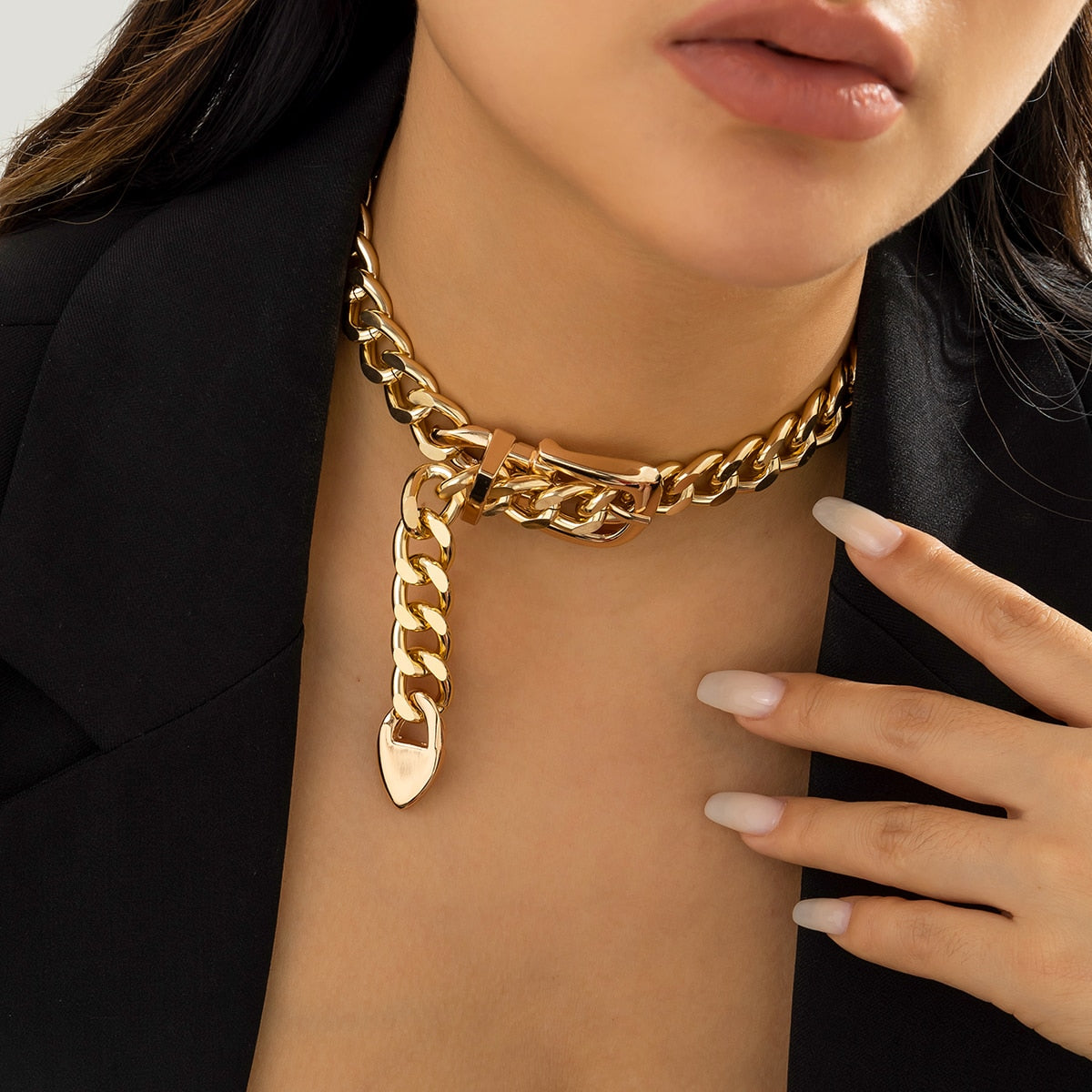 Lucia Gole: Punk Exaggeration Belt Buckle Chunky Choker Necklace - Lucia Gole