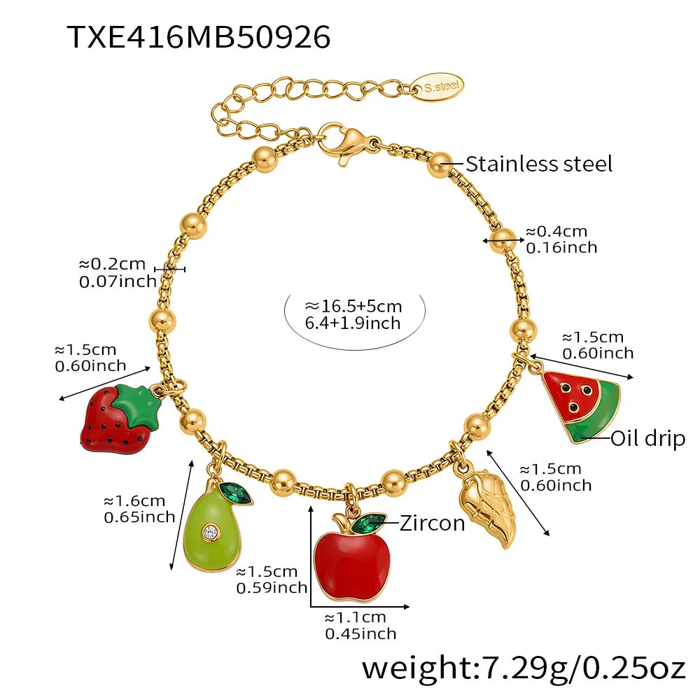 Lucia Gole - Fruit Charm Gold Necklace & Bracelet Set