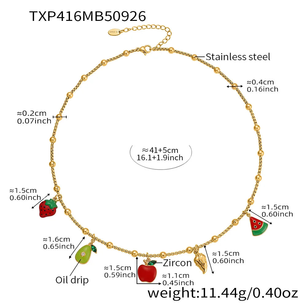 Lucia Gole - Fruit Charm Gold Necklace & Bracelet Set