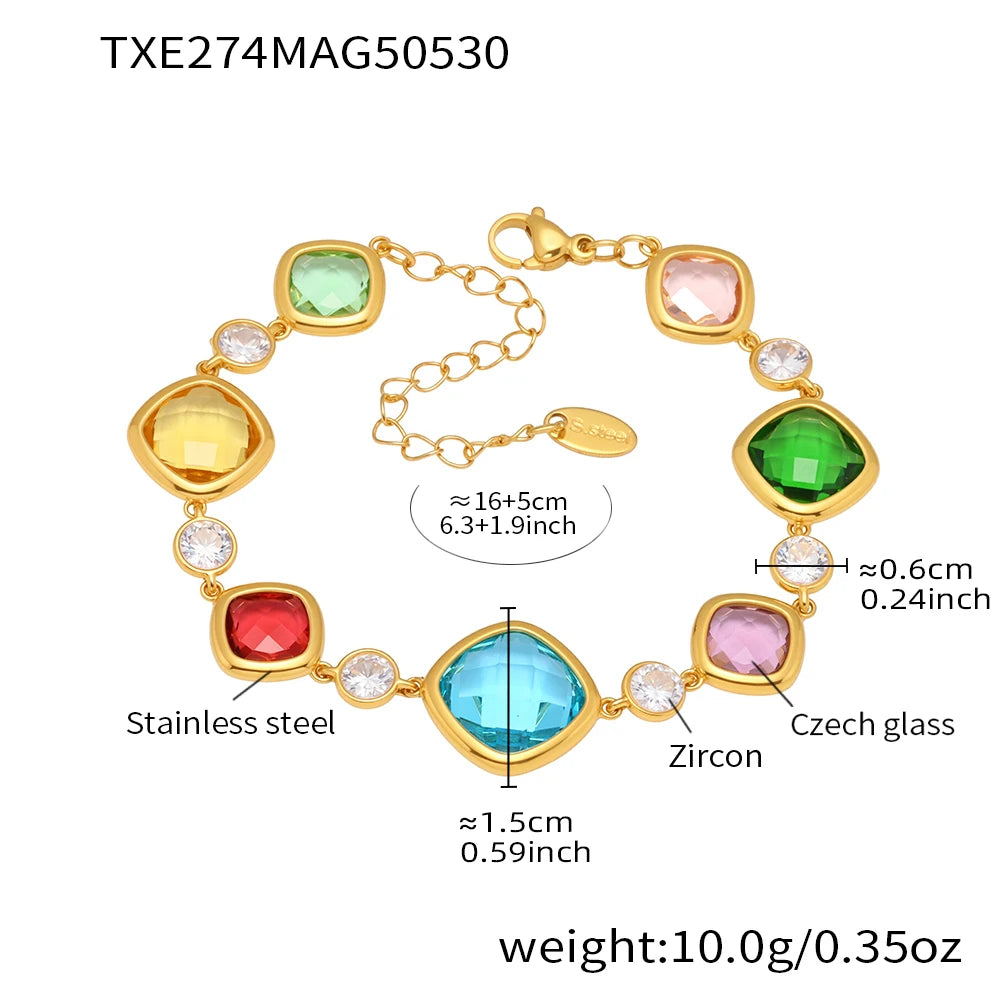 Lucia Gole Oval Czech Crystal Bracelet – 18K Gold Plated Stainless Steel Luxury Jewelry