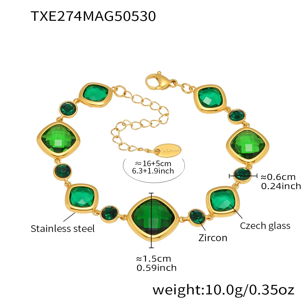 Lucia Gole Oval Czech Crystal Bracelet – 18K Gold Plated Stainless Steel Luxury Jewelry