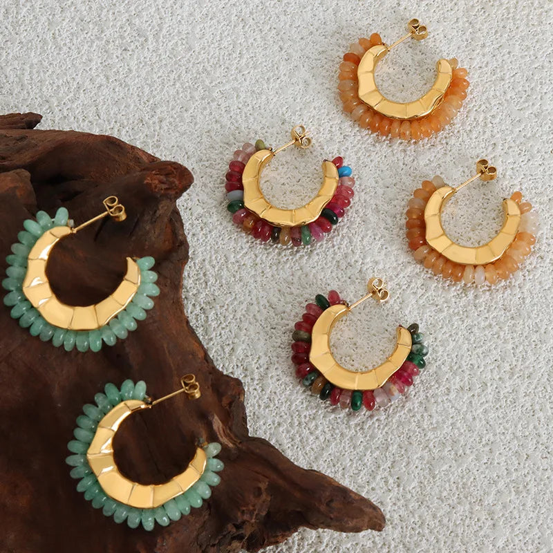 Lucia Gole - Beaded Gold Hoop Earrings
