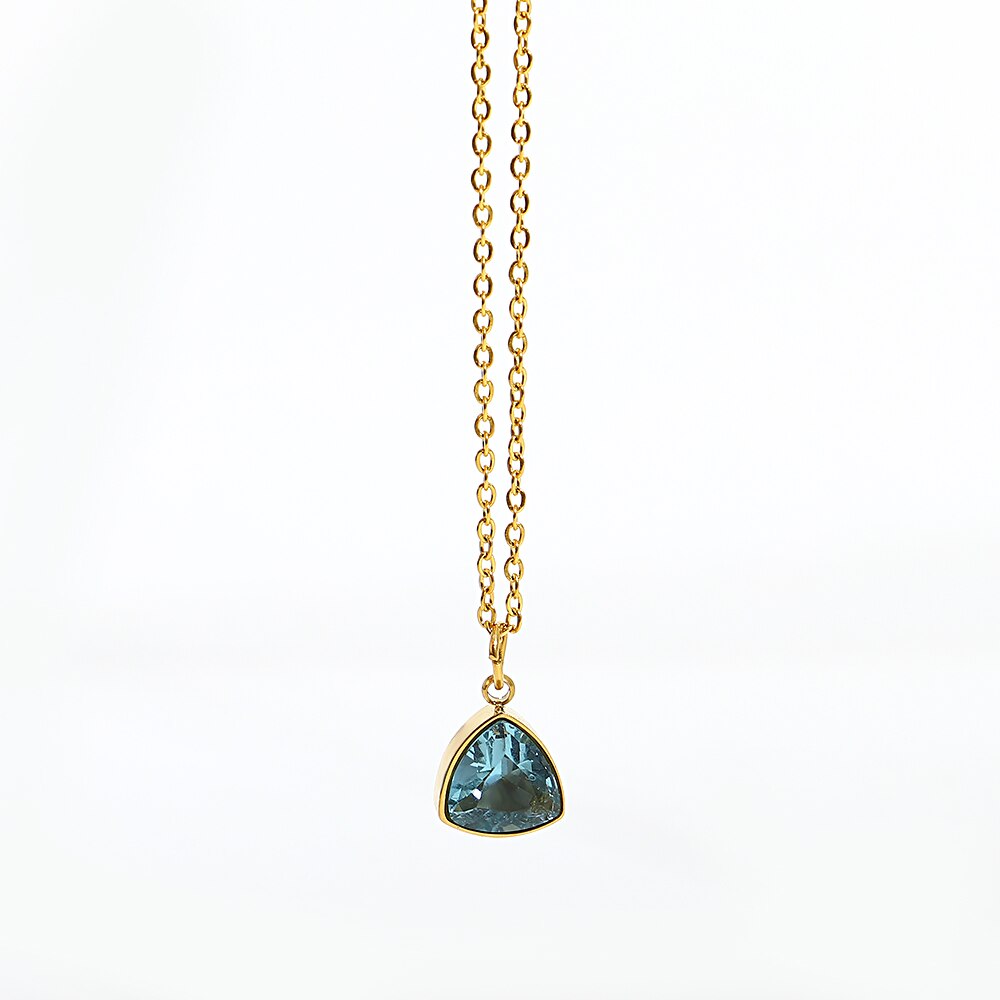 Lucia Gole: Trendy Stainless Steel Triangle Crystal Pendant Necklace - Lucia Gole