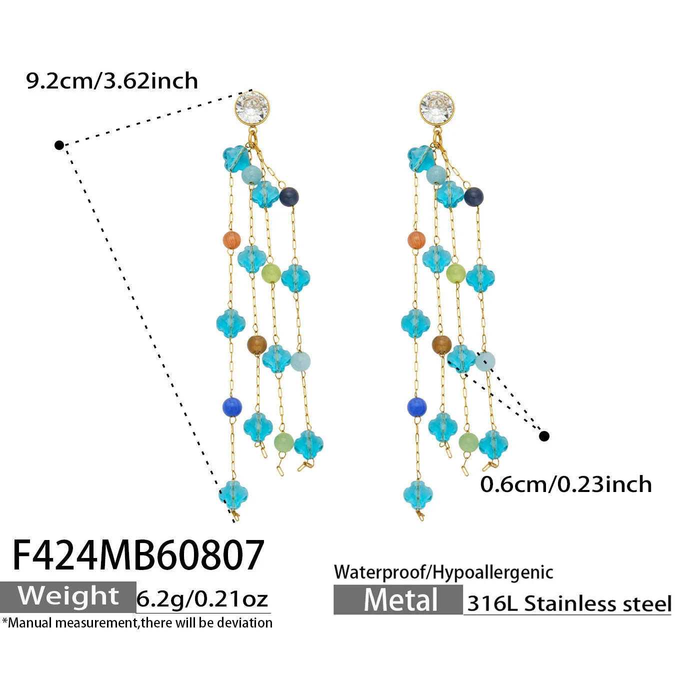 Lucia Gole - Blue Beaded Drop Earrings