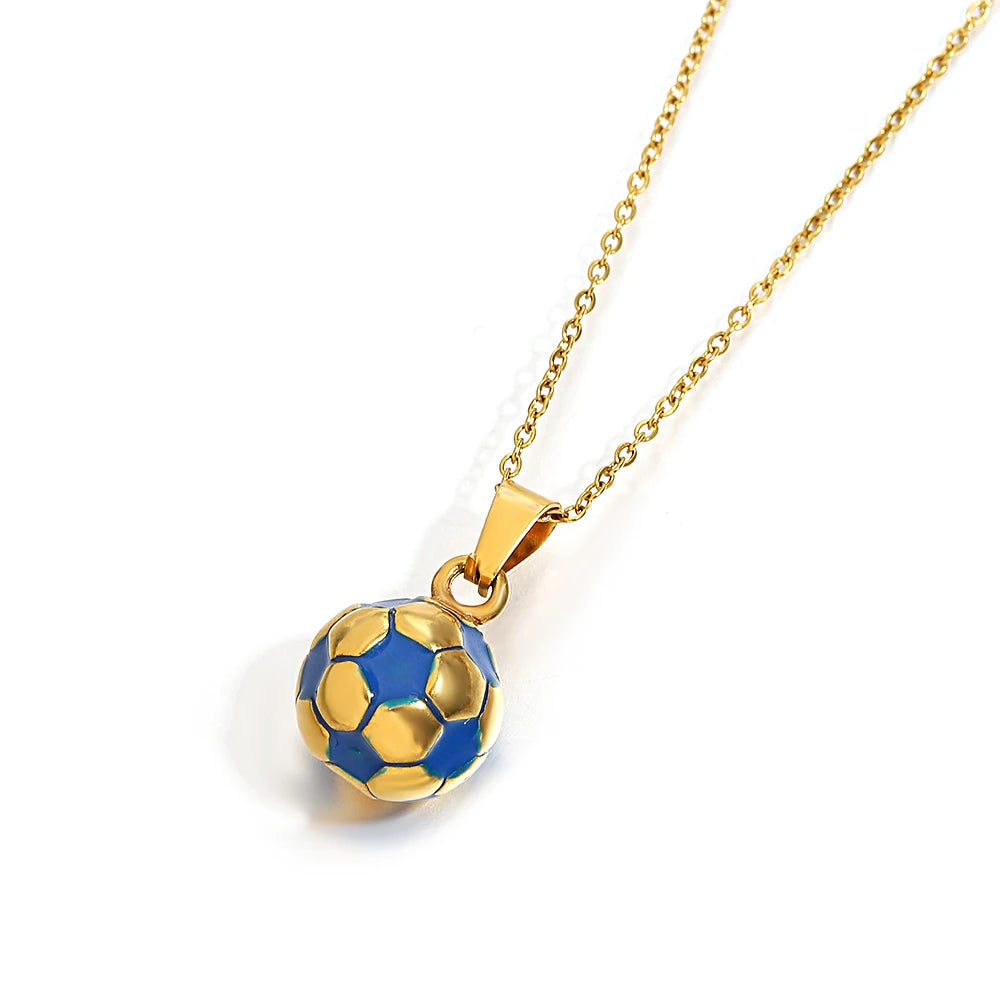 Lucia Gole: Stainless Steel Football Pendant Necklace - Lucia Gole