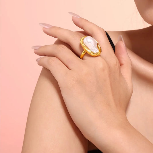 Lucia Gole - Baroque Pearl Stainless Steel Rings