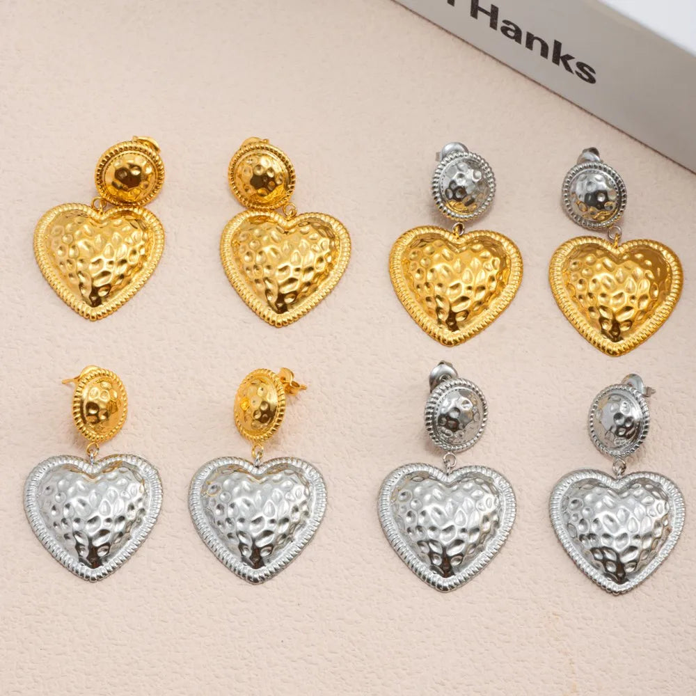 Lucia Gole Two-Tone Hammered Heart Drop Earrings