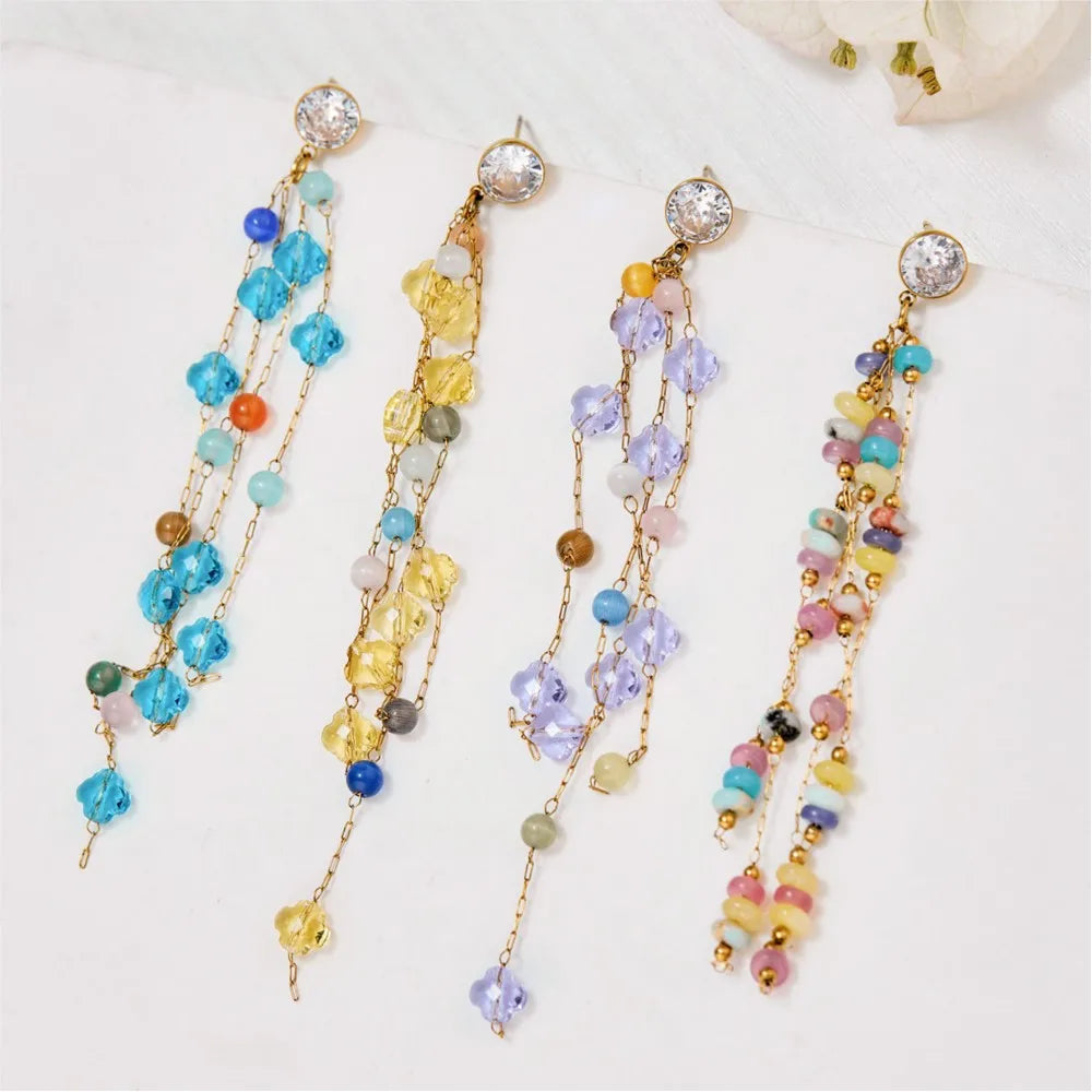 Lucia Gole - Blue Beaded Drop Earrings