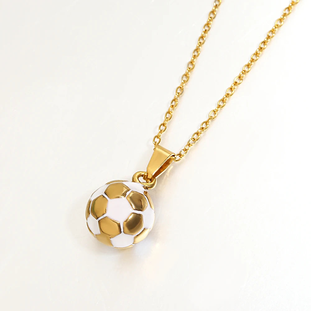 Lucia Gole: Stainless Steel Football Pendant Necklace - Lucia Gole