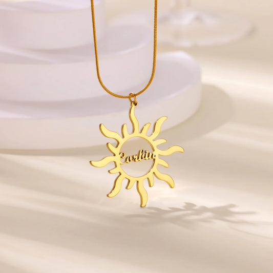 Lucia Gole Spiral Sun Pendant Necklace – 18K Gold Plated Stainless Steel
