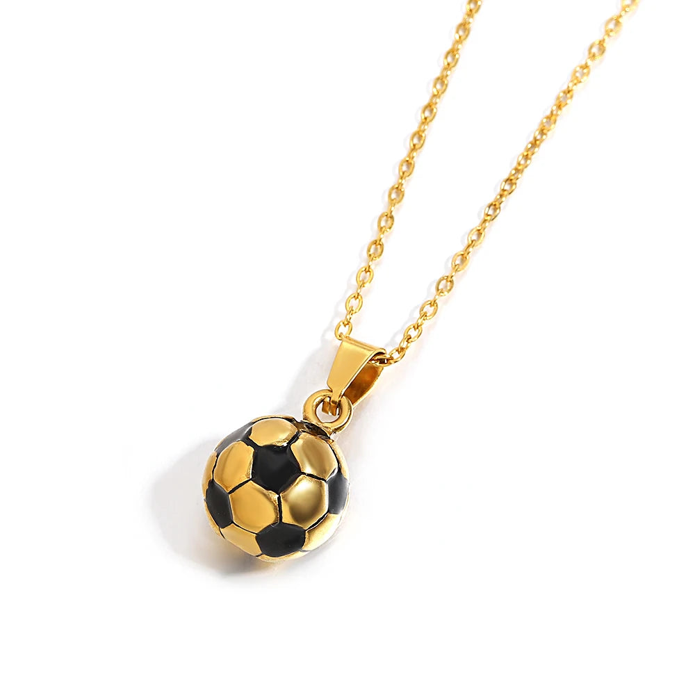 Lucia Gole: Stainless Steel Football Pendant Necklace - Lucia Gole