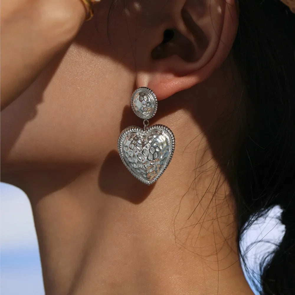 Lucia Gole Two-Tone Hammered Heart Drop Earrings