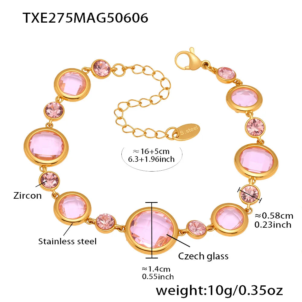Lucia Gole Oval Czech Crystal Bracelet – 18K Gold Plated Stainless Steel Luxury Jewelry