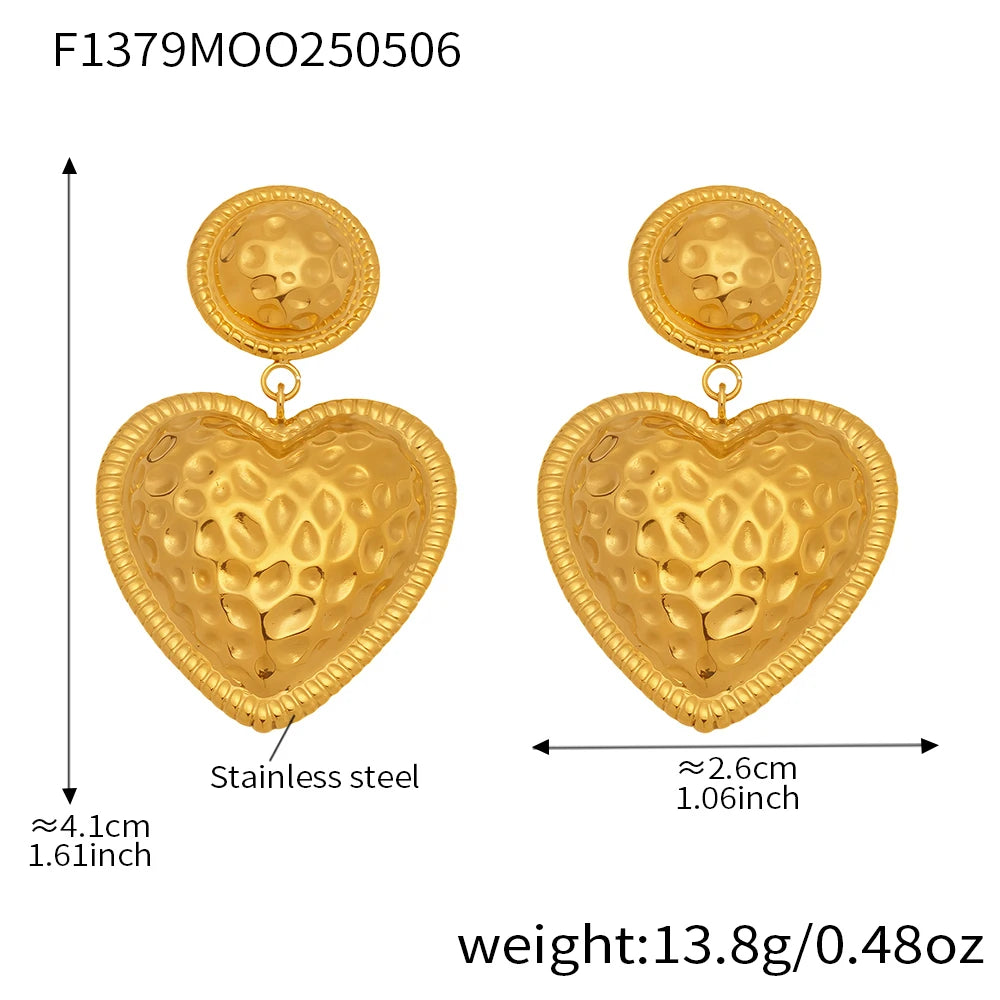 Lucia Gole Two-Tone Hammered Heart Drop Earrings
