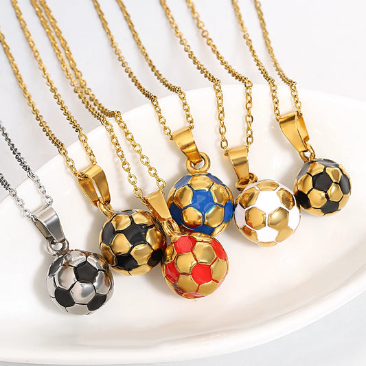 Lucia Gole: Stainless Steel Football Pendant Necklace - Lucia Gole