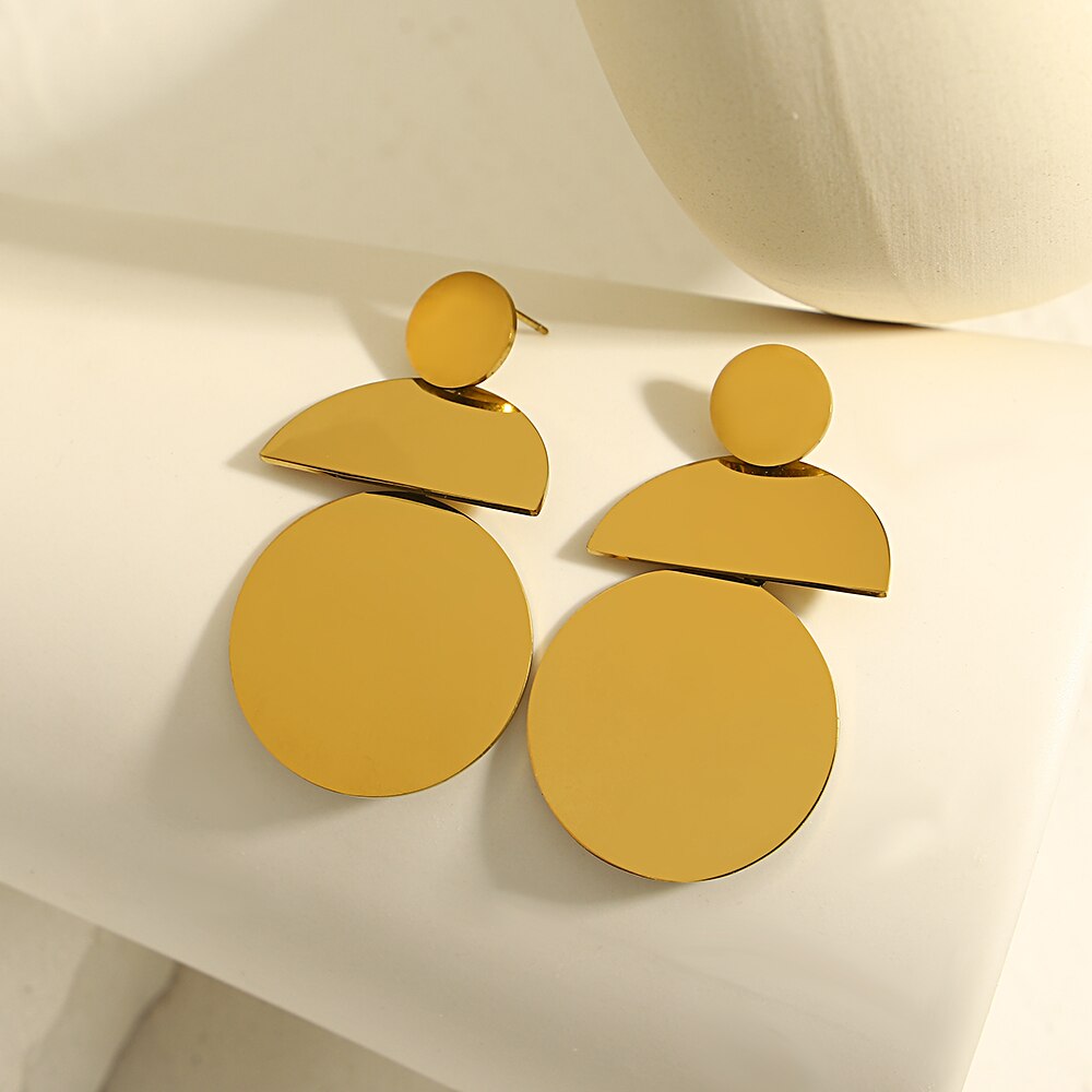 Lucia Gole: Gold Color Geometric Drop Earrings - Stainless Steel - Lucia Gole