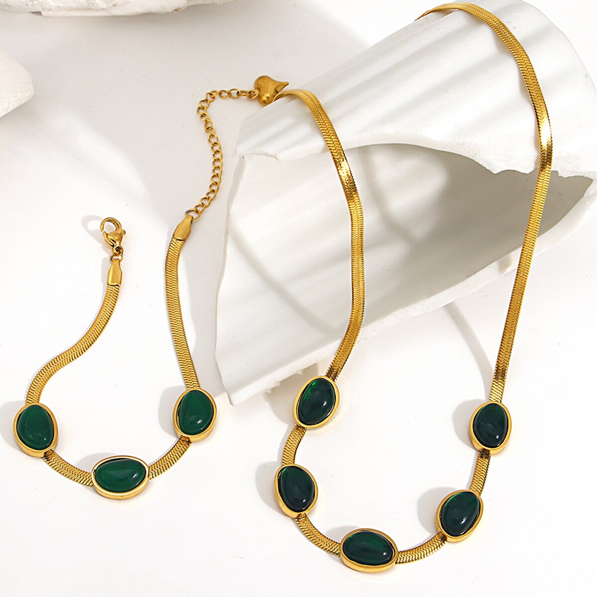 Lucia Gole Emerald Necklace & Bracelet Set - Lucia Gole