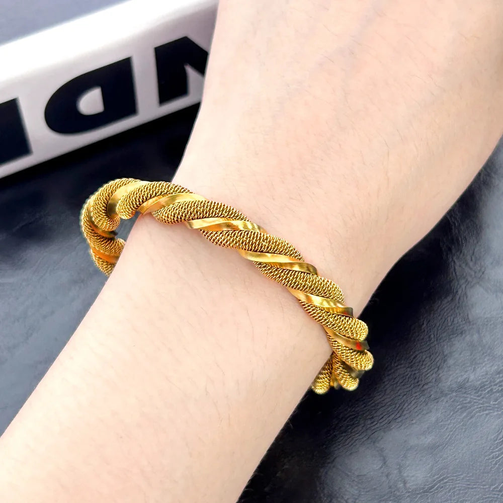 Lucia Gole: Vintage Gold Twist Chain Bracelet Bangle - Lucia Gole