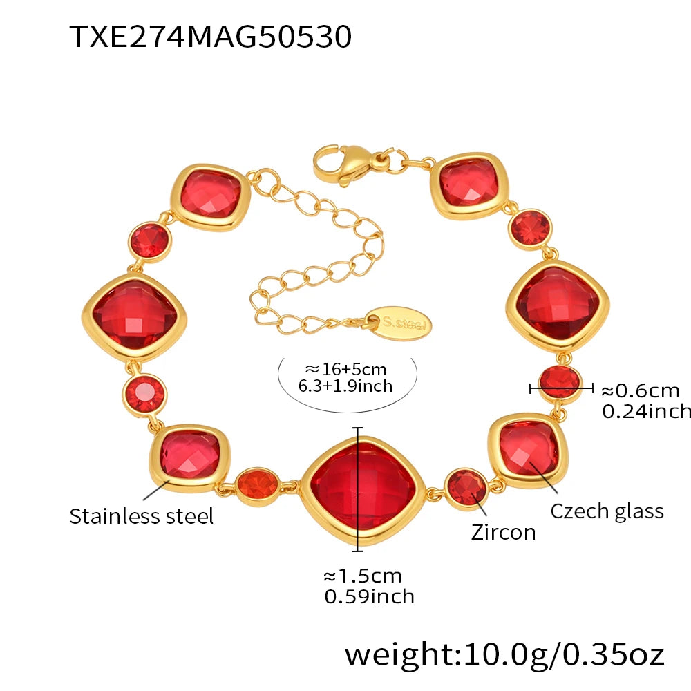 Lucia Gole Oval Czech Crystal Bracelet – 18K Gold Plated Stainless Steel Luxury Jewelry