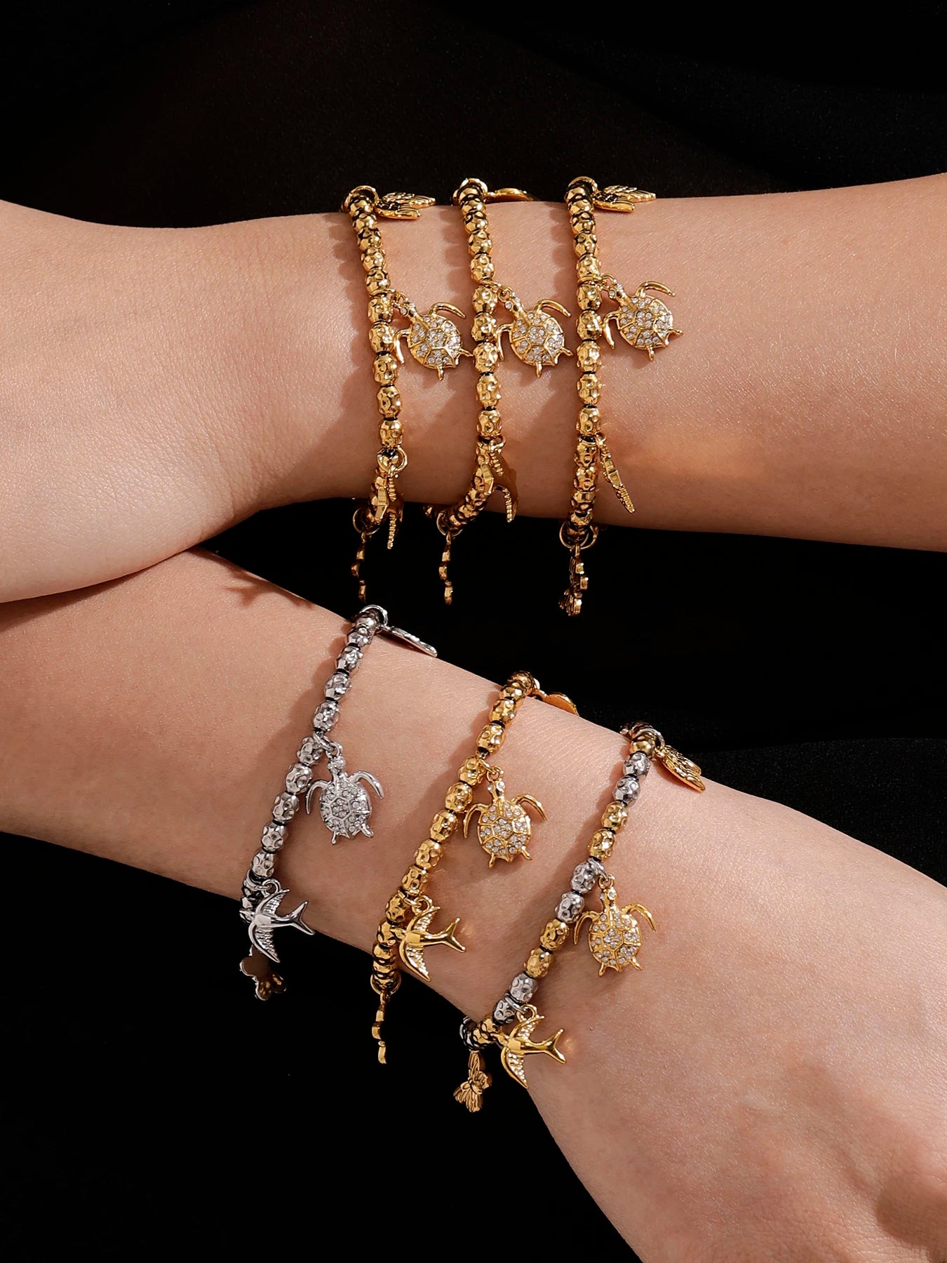 Lucia Gole Layered Gold Charm Necklace & Bracelet Set