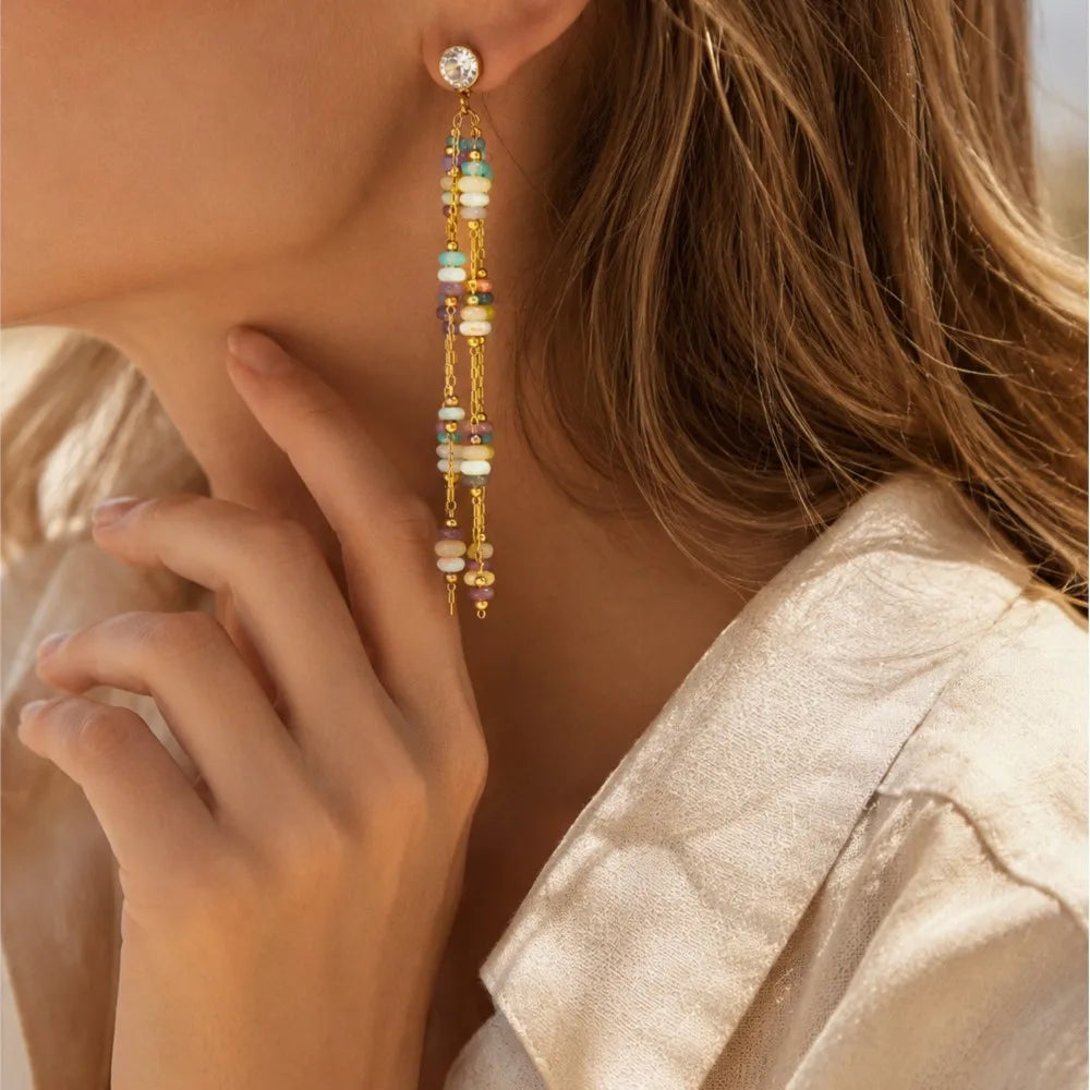 Lucia Gole - Blue Beaded Drop Earrings