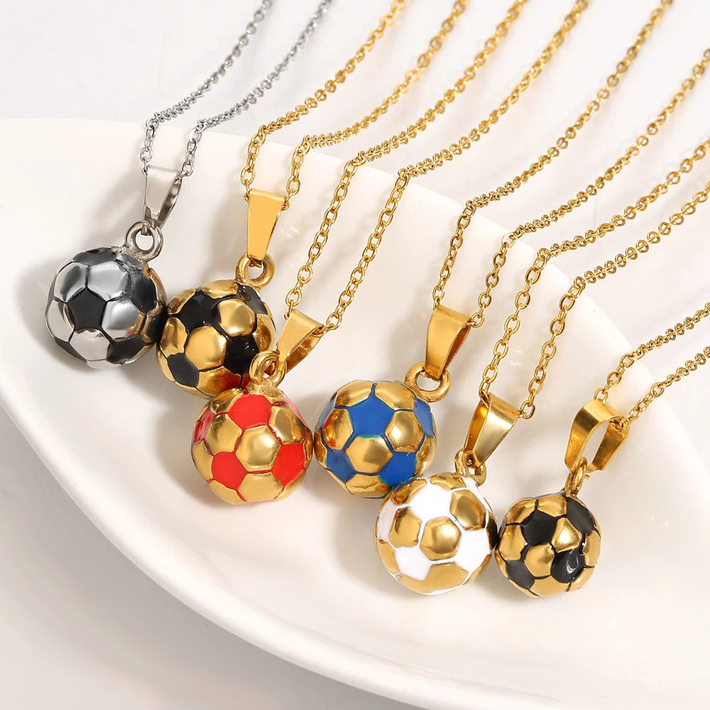 Lucia Gole: Stainless Steel Football Pendant Necklace - Lucia Gole