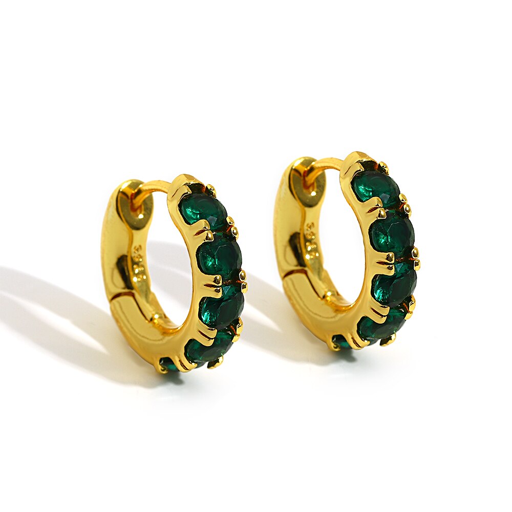 Lucia Gole: Gold Color Zircon Small Hoop Earrings - Lucia Gole