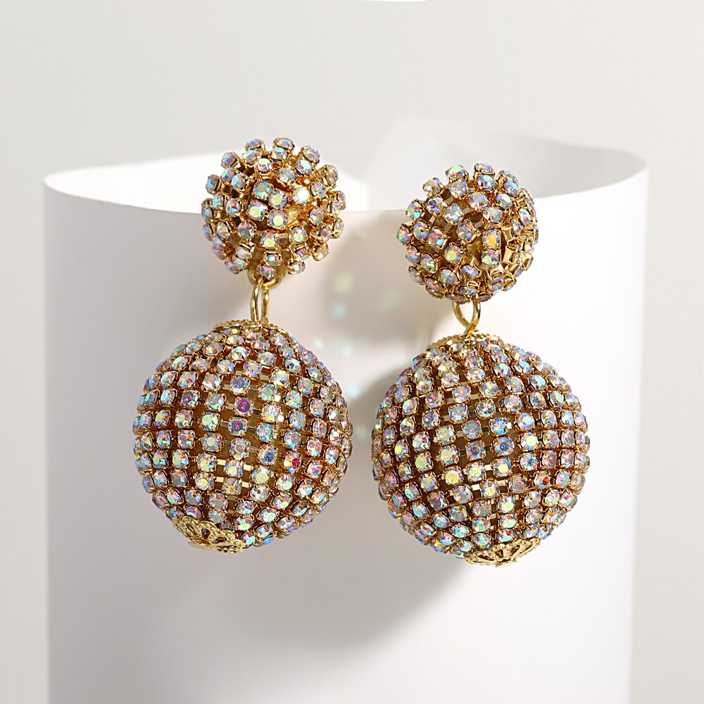 Lucia Gole New Crystal Ball Drop Earrings - Women's Luxury Geometric Rhinestone Earrings - Lucia Gole