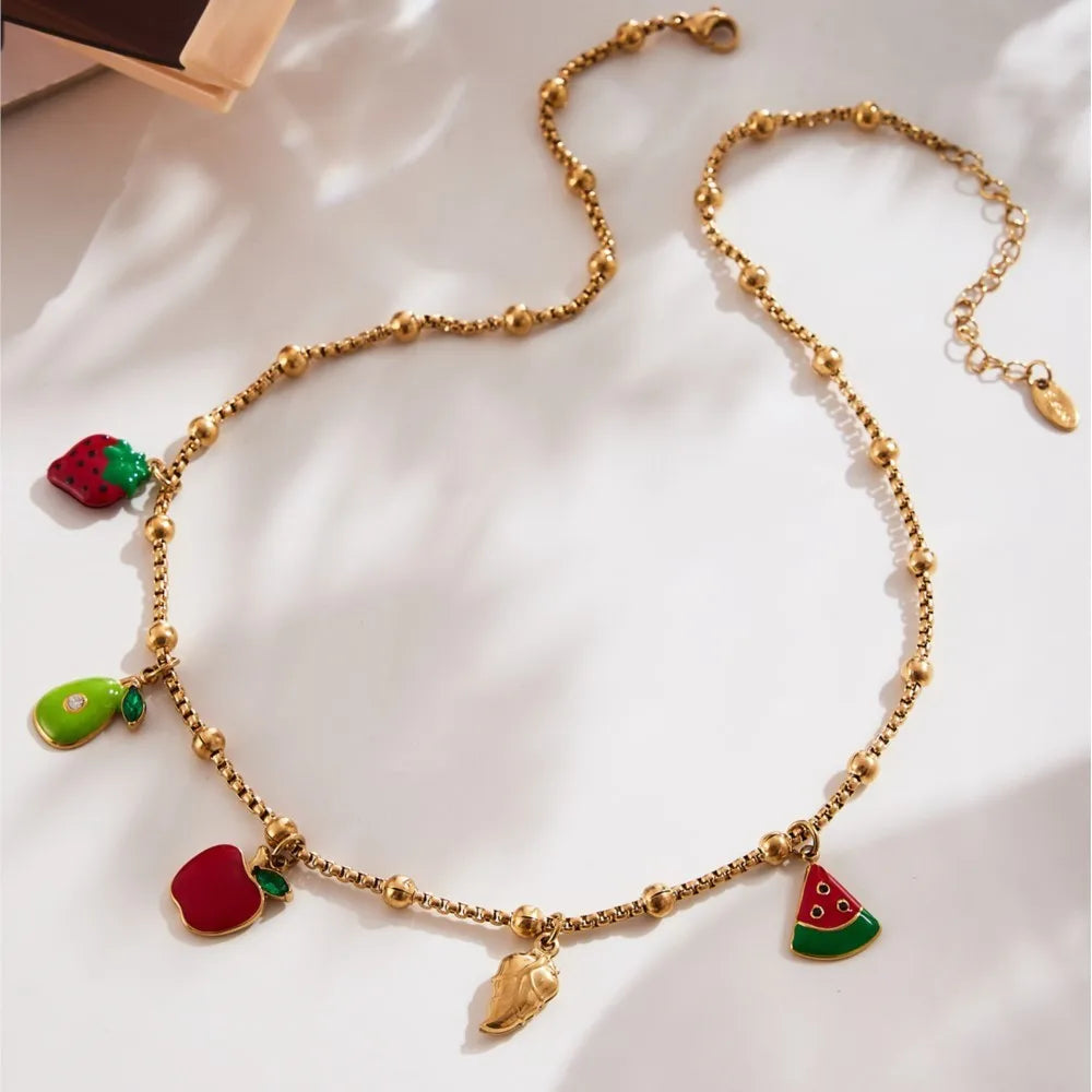 Lucia Gole - Fruit Charm Gold Necklace & Bracelet Set