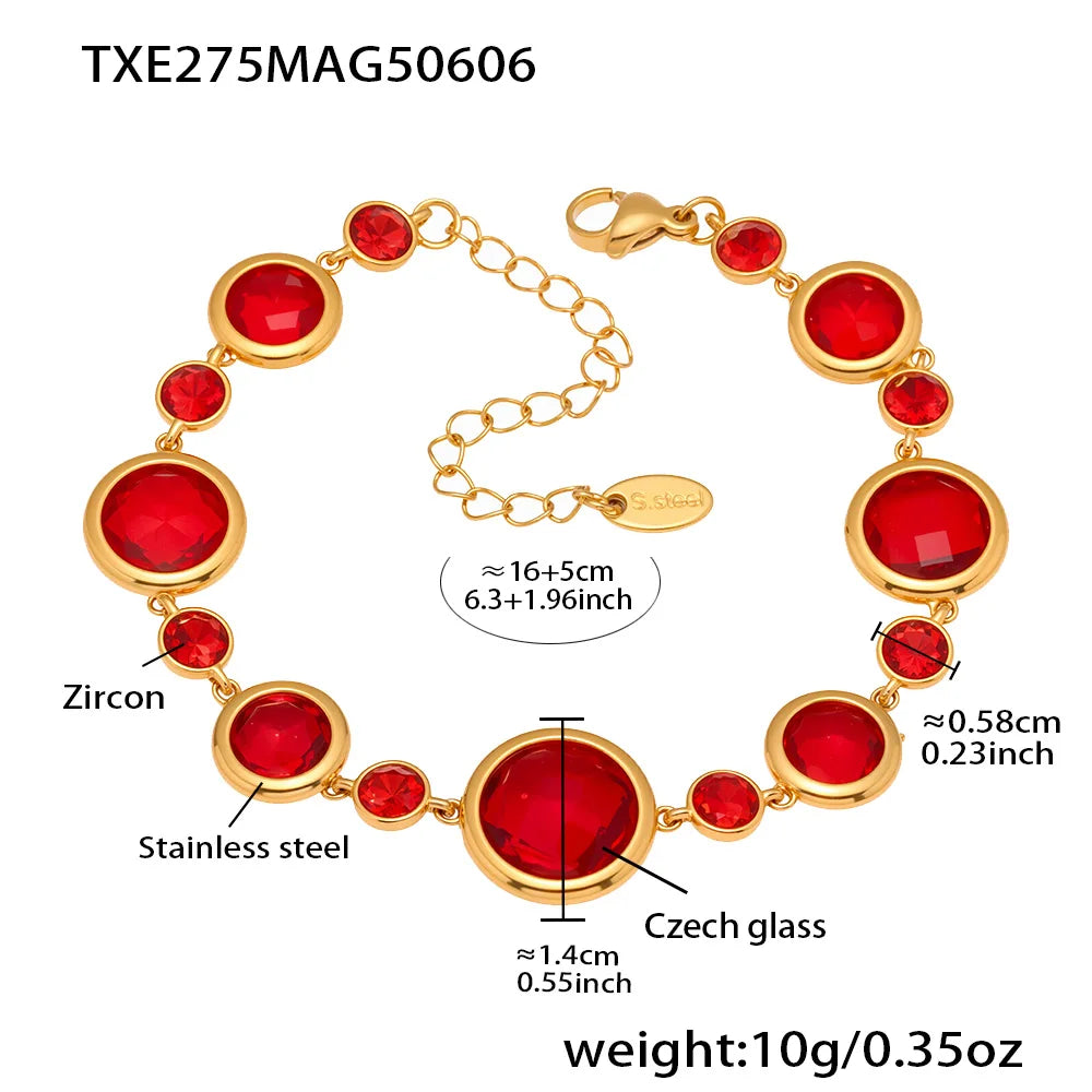 Lucia Gole Oval Czech Crystal Bracelet – 18K Gold Plated Stainless Steel Luxury Jewelry