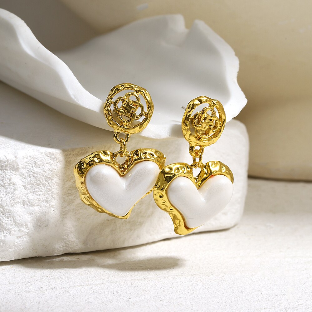 Lucia Gole White Heart Shape Metal Earrings - Lucia Gole