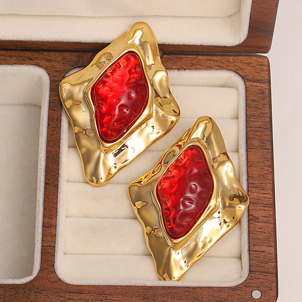 Lucia Gole: Vintage Rhombic Rhinestone Stud Earrings - Lucia Gole