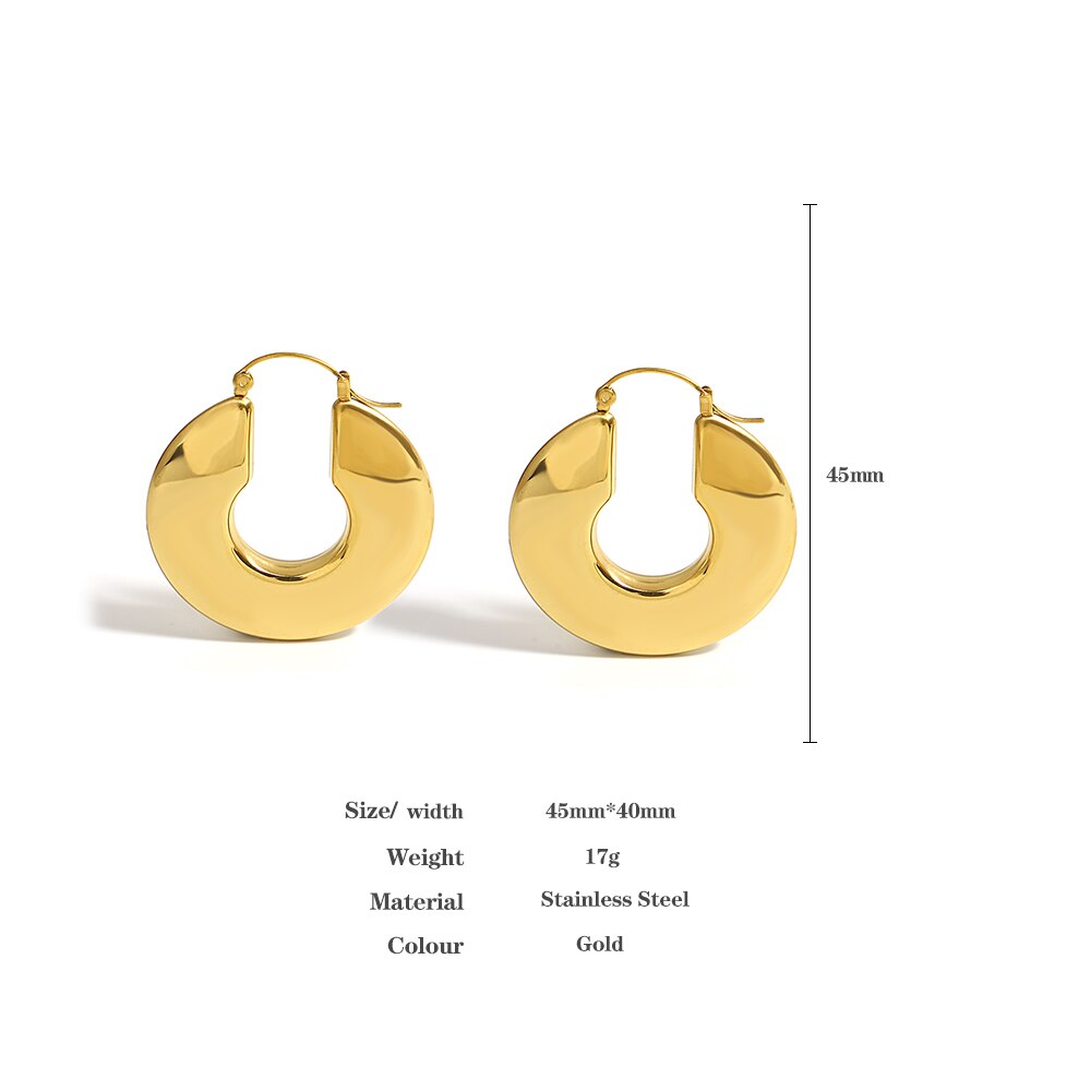 Lucia Gole Stainless Steel Gold Color Chunky Hoop Earrings - Lucia Gole